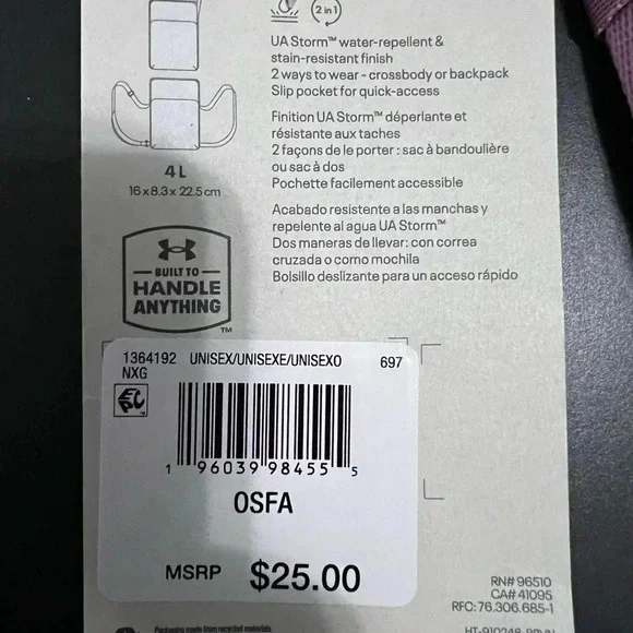 ***NWT*** Under Armour bag- 2 ways to wear -crossbody or backpack - Picture 3 of 3